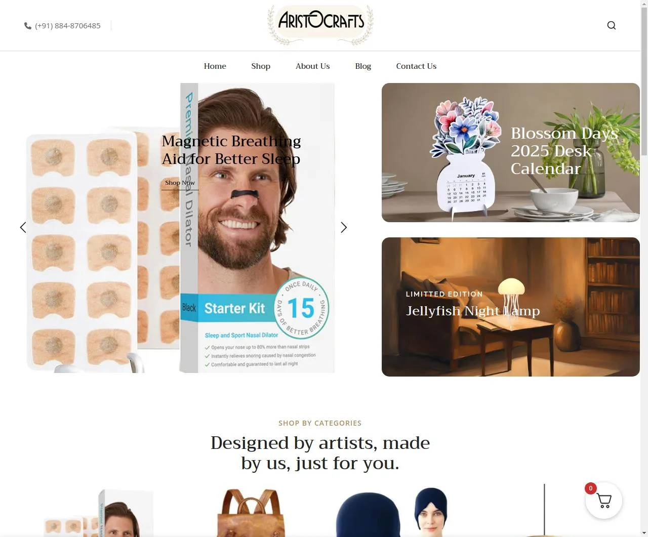 Aristo Crafts Website Screenshot