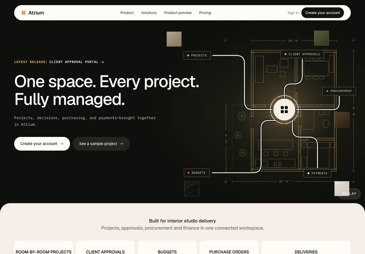 Atrium website screenshot
