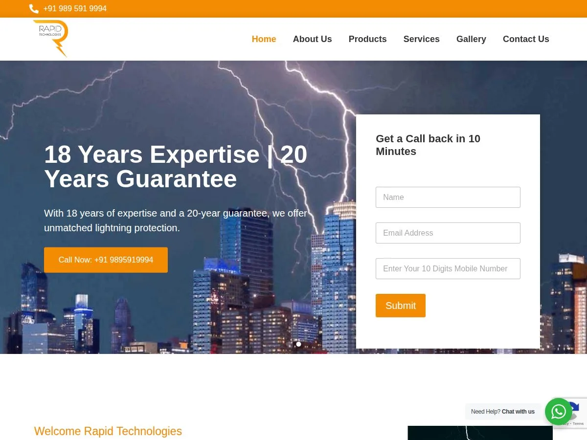 Rapid Technologies Website Screenshot