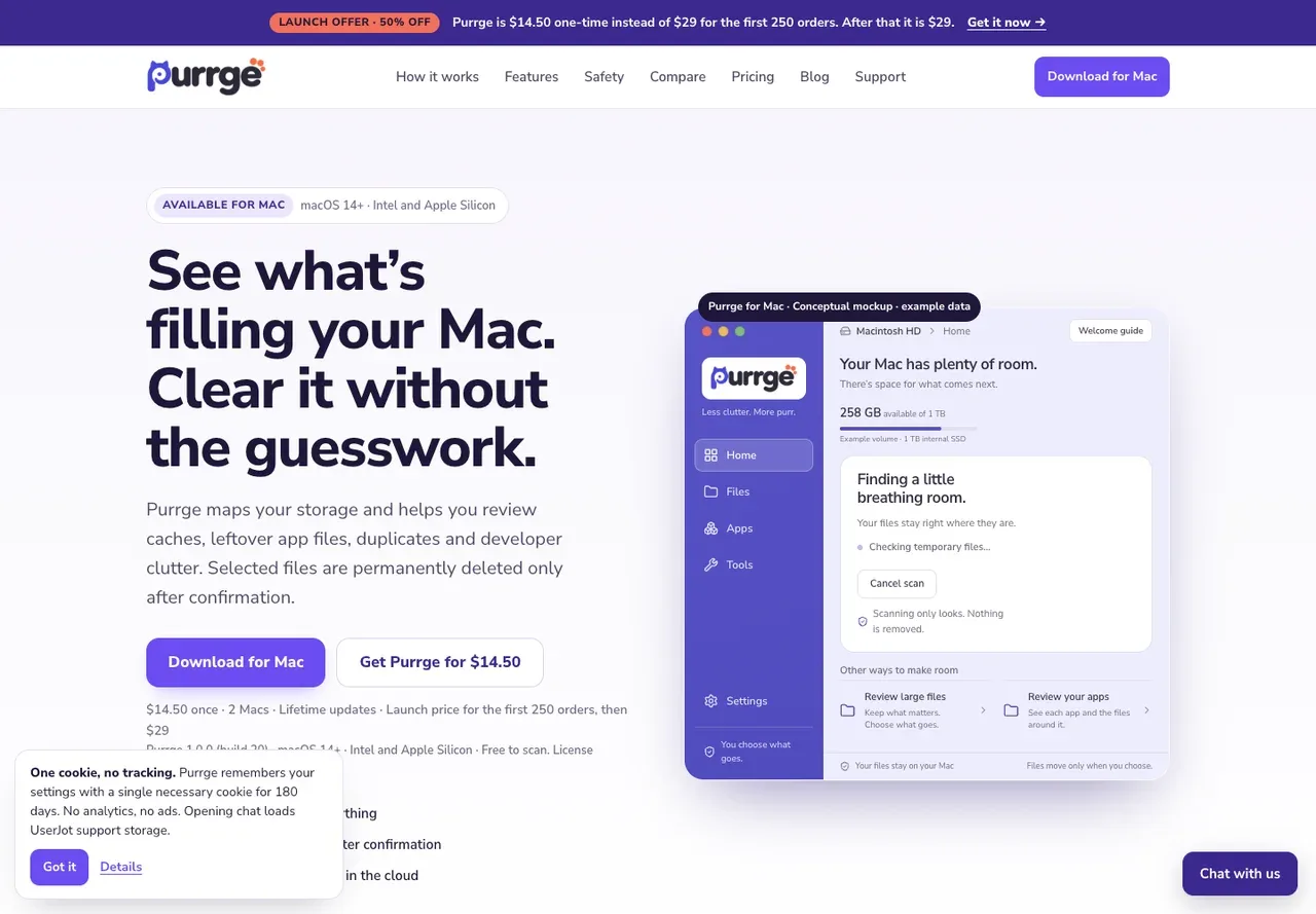Purrge website screenshot